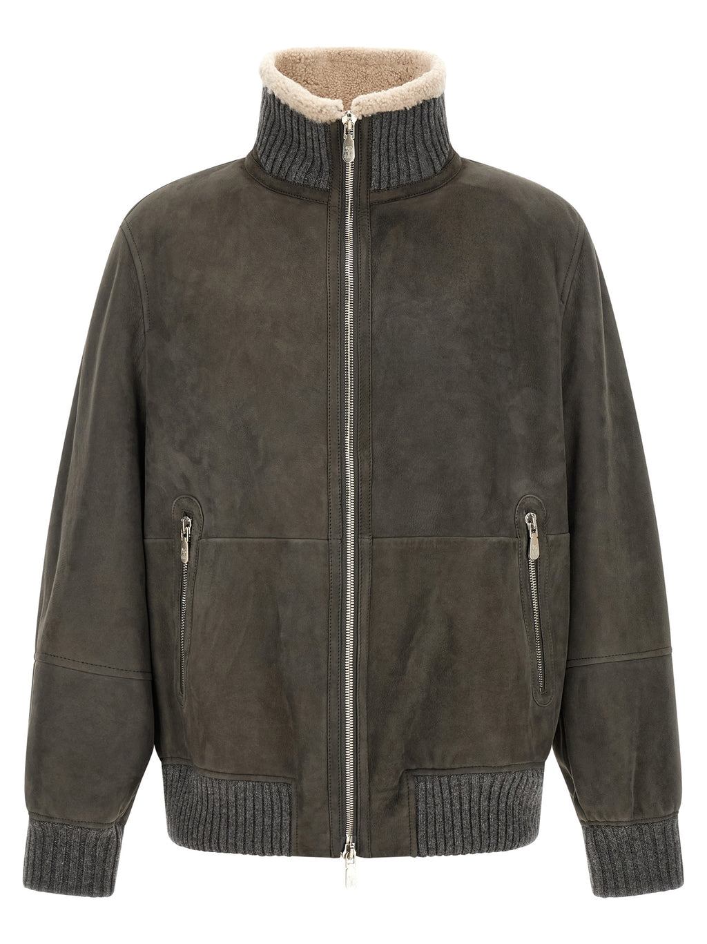 Brunello Cucinelli Graue Lammlederjacke