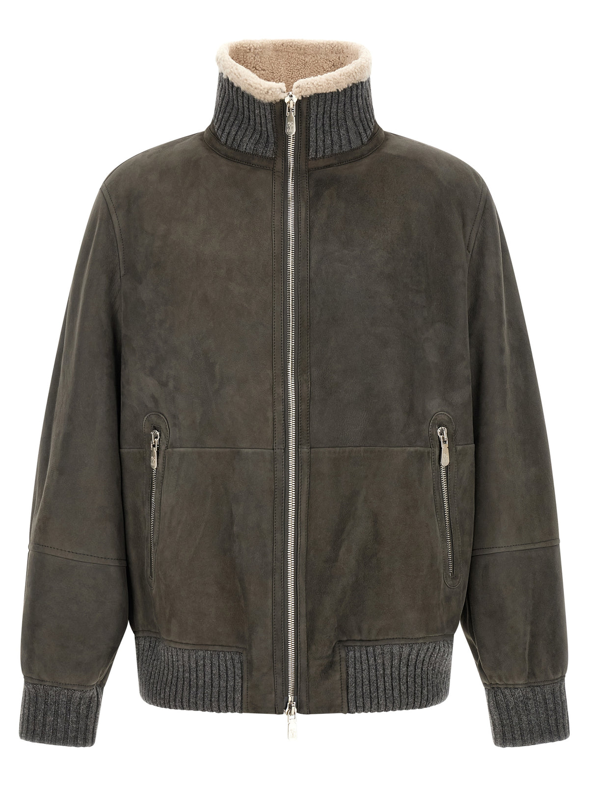 Brunello Cucinelli Graue Lammlederjacke