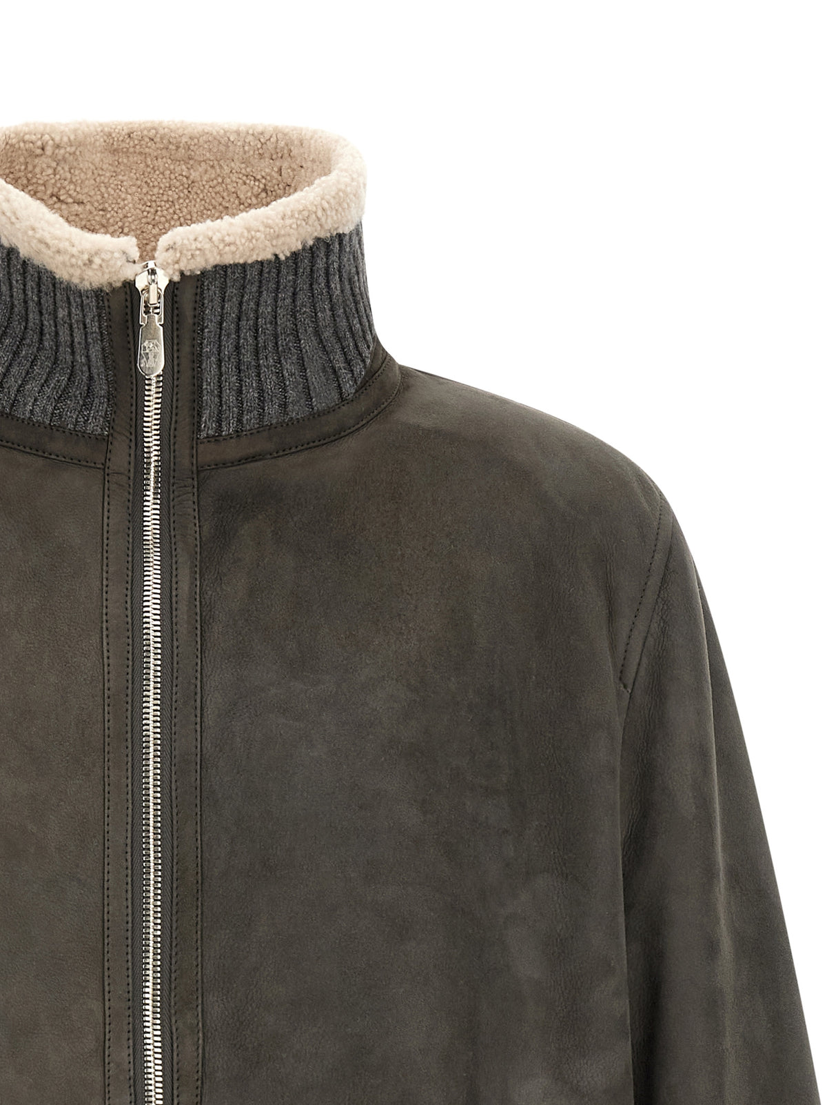 Brunello Cucinelli Graue Lammlederjacke