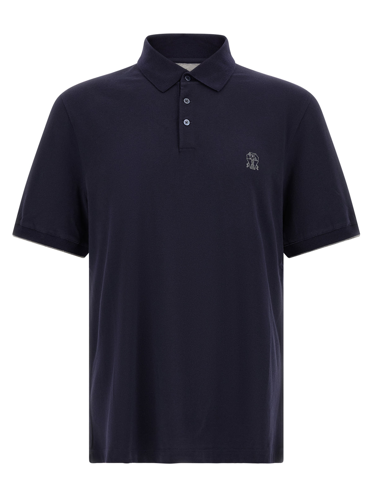 Brunello Cucinelli Blaues Baumwoll-Polohemd