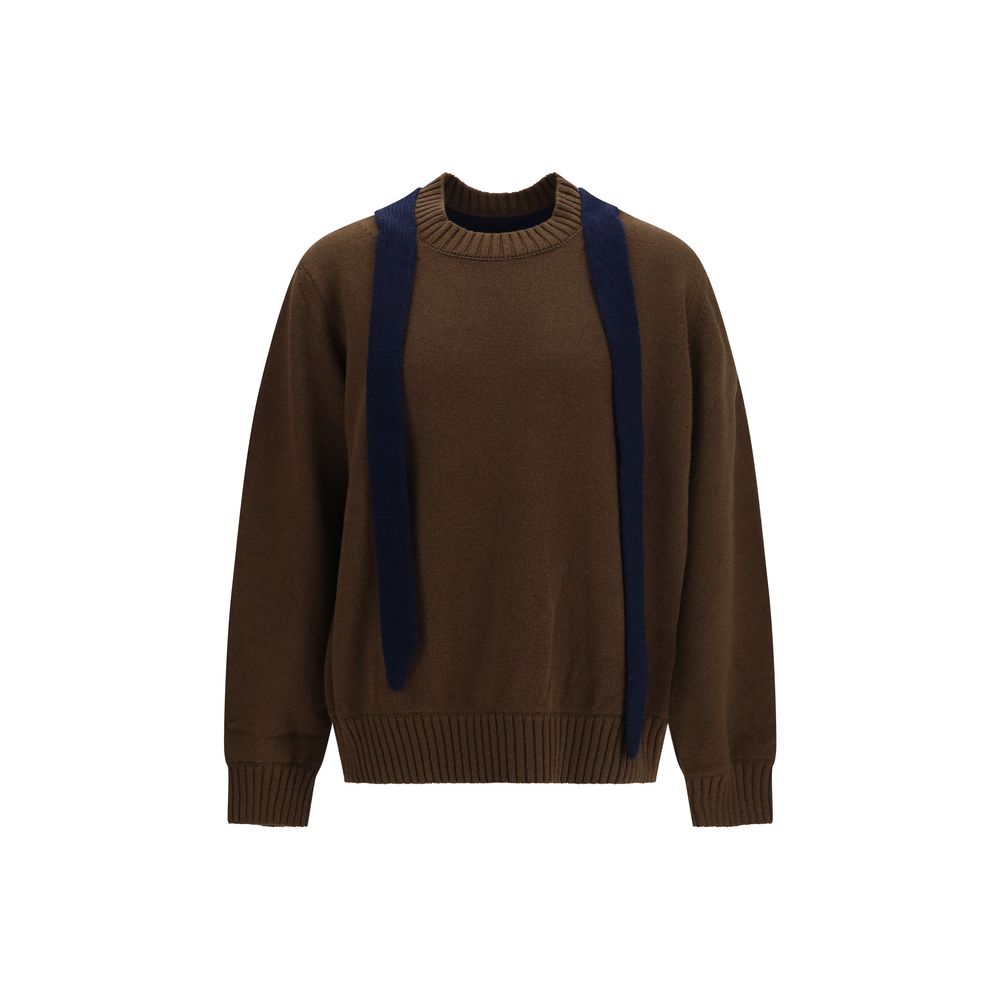 Sacai Brauner Wollpullover Oves Aries