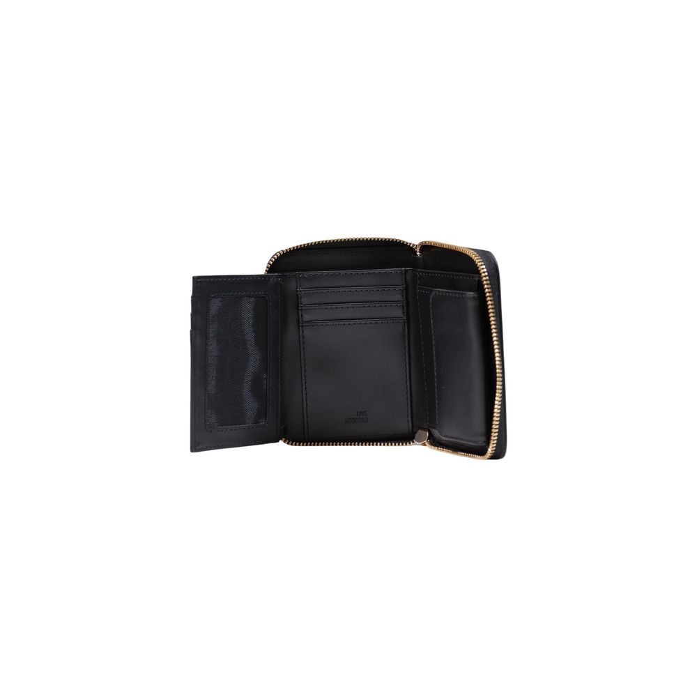 Love Moschino Schwarzes Portemonnaie aus Polyethylen
