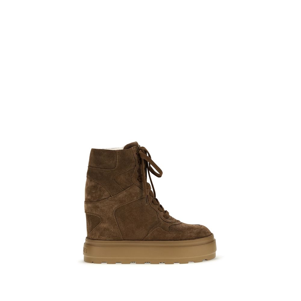 Casadei Braune Chunky Sneaker aus Gummi