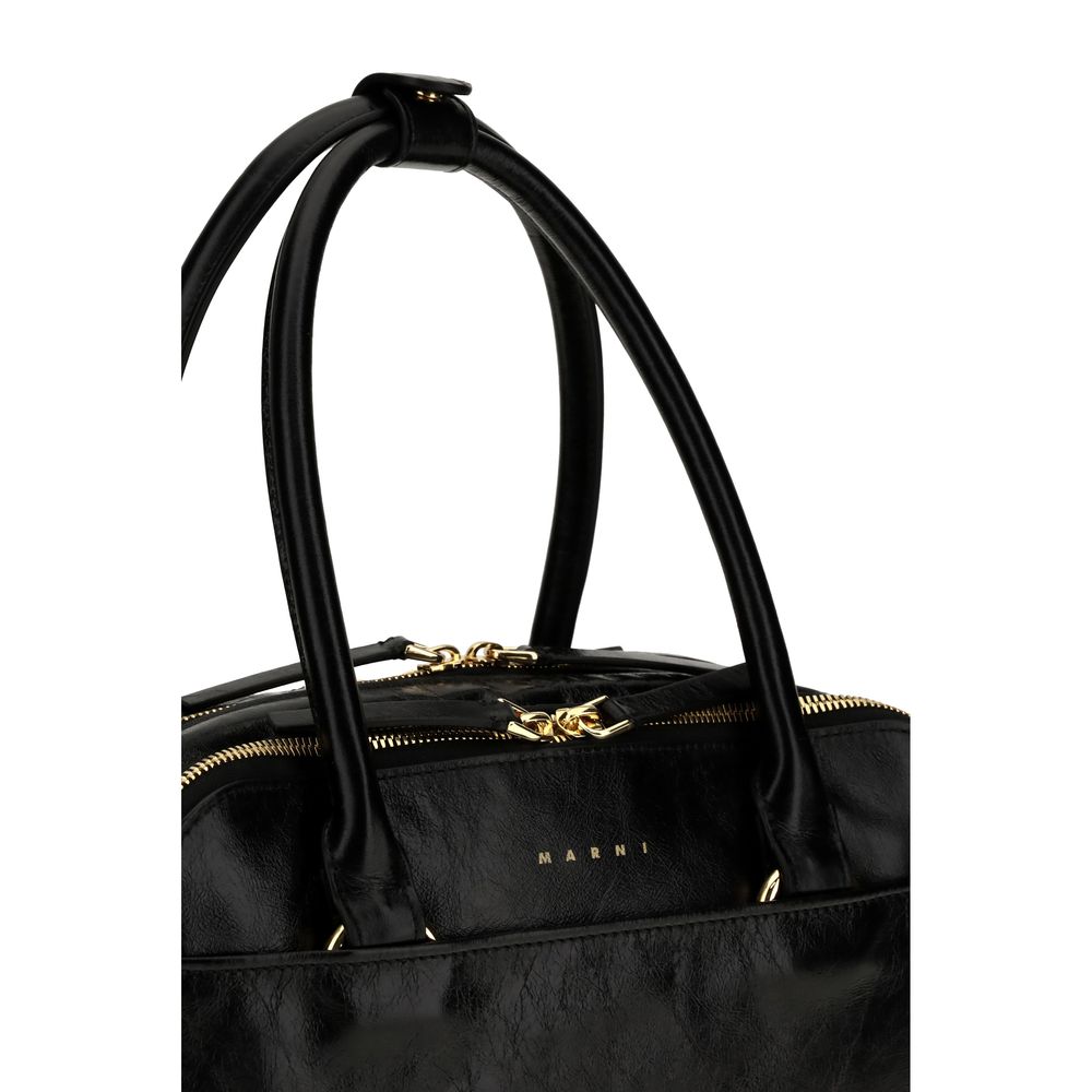 Marni Schwarze Kalbsleder Bos Taurus Handtasche