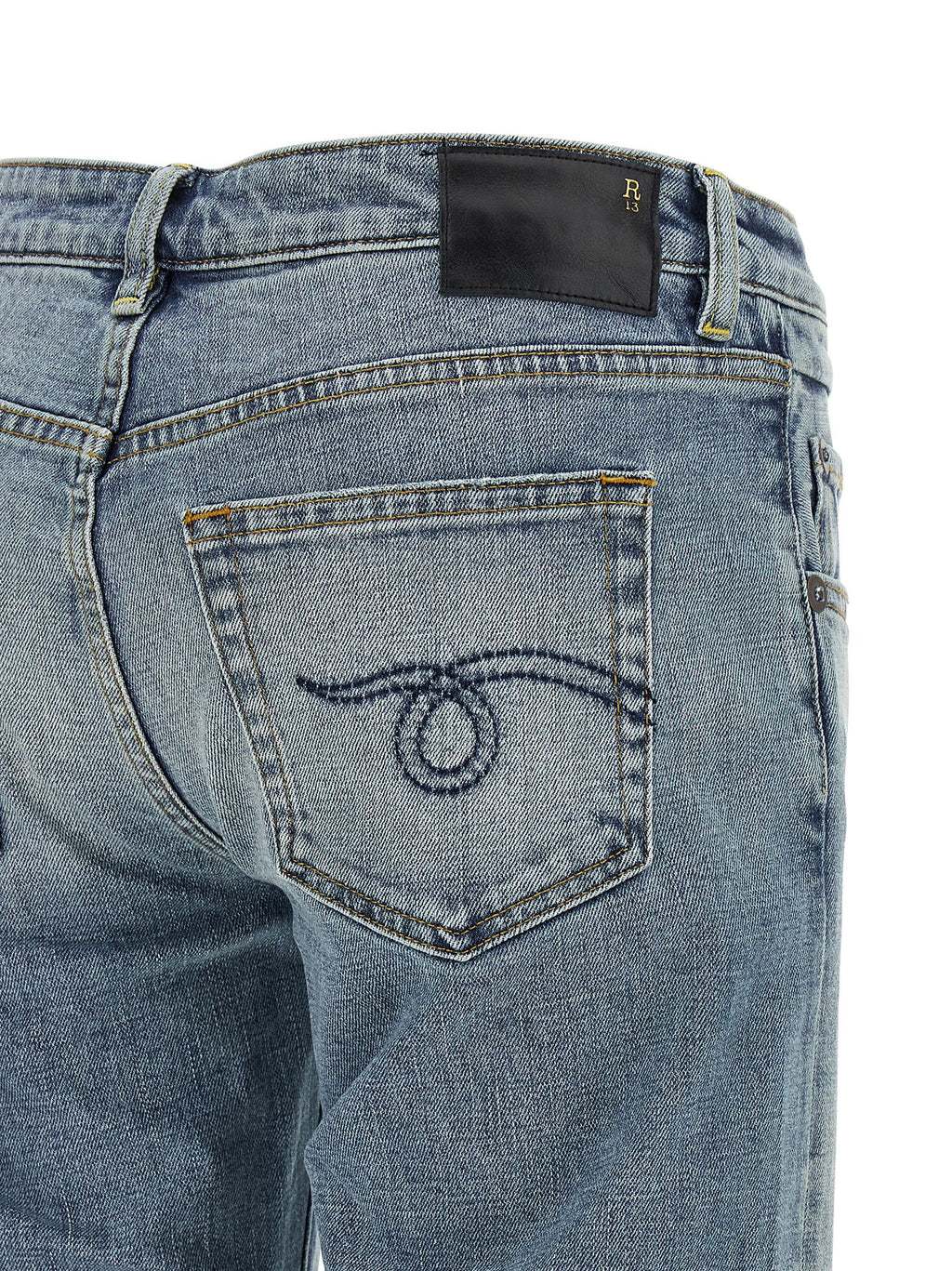 R13 Blaue Baumwoll-Jeans mit ausgestelltem Bein