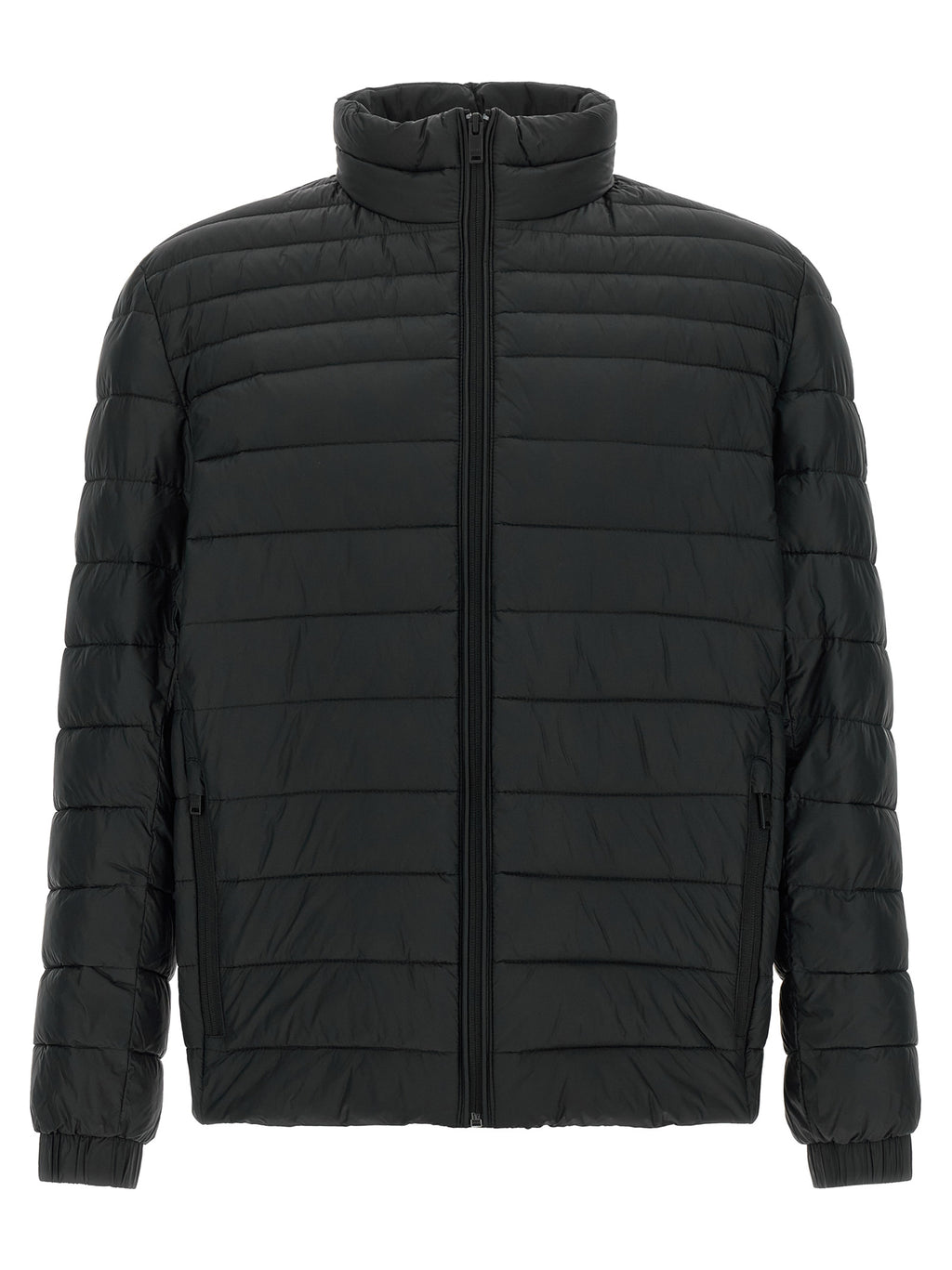 Hugo Boss Schwarze Jacke aus recyceltem Polyamid in voller Länge