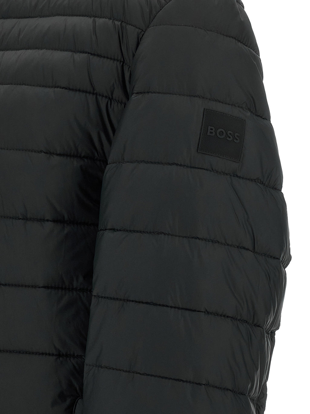 Hugo Boss Schwarze Jacke aus recyceltem Polyamid in voller Länge