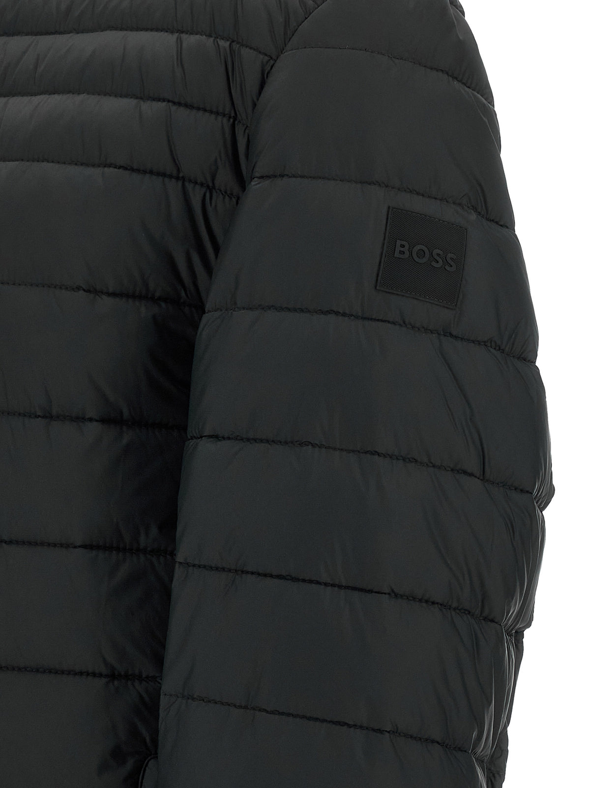 Hugo Boss Schwarze Jacke aus recyceltem Polyamid in voller Länge