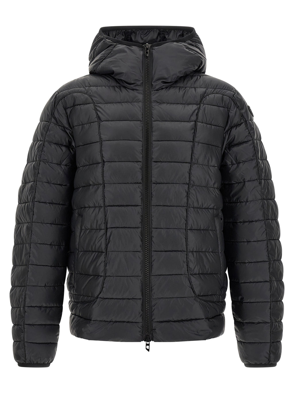 Diesel Schwarze Polyester-Jacke in voller Länge