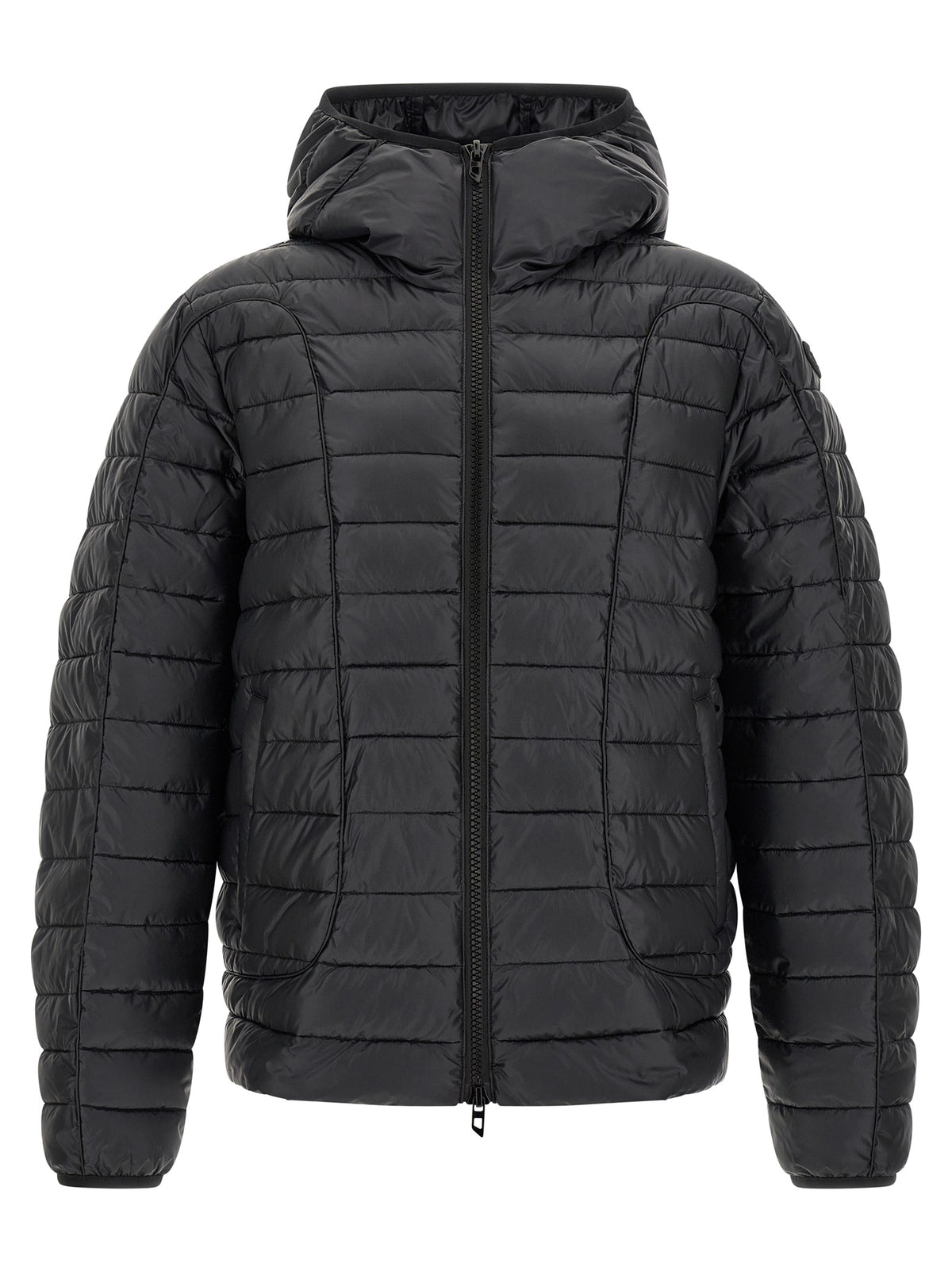 Diesel Schwarze Polyester-Jacke in voller Länge