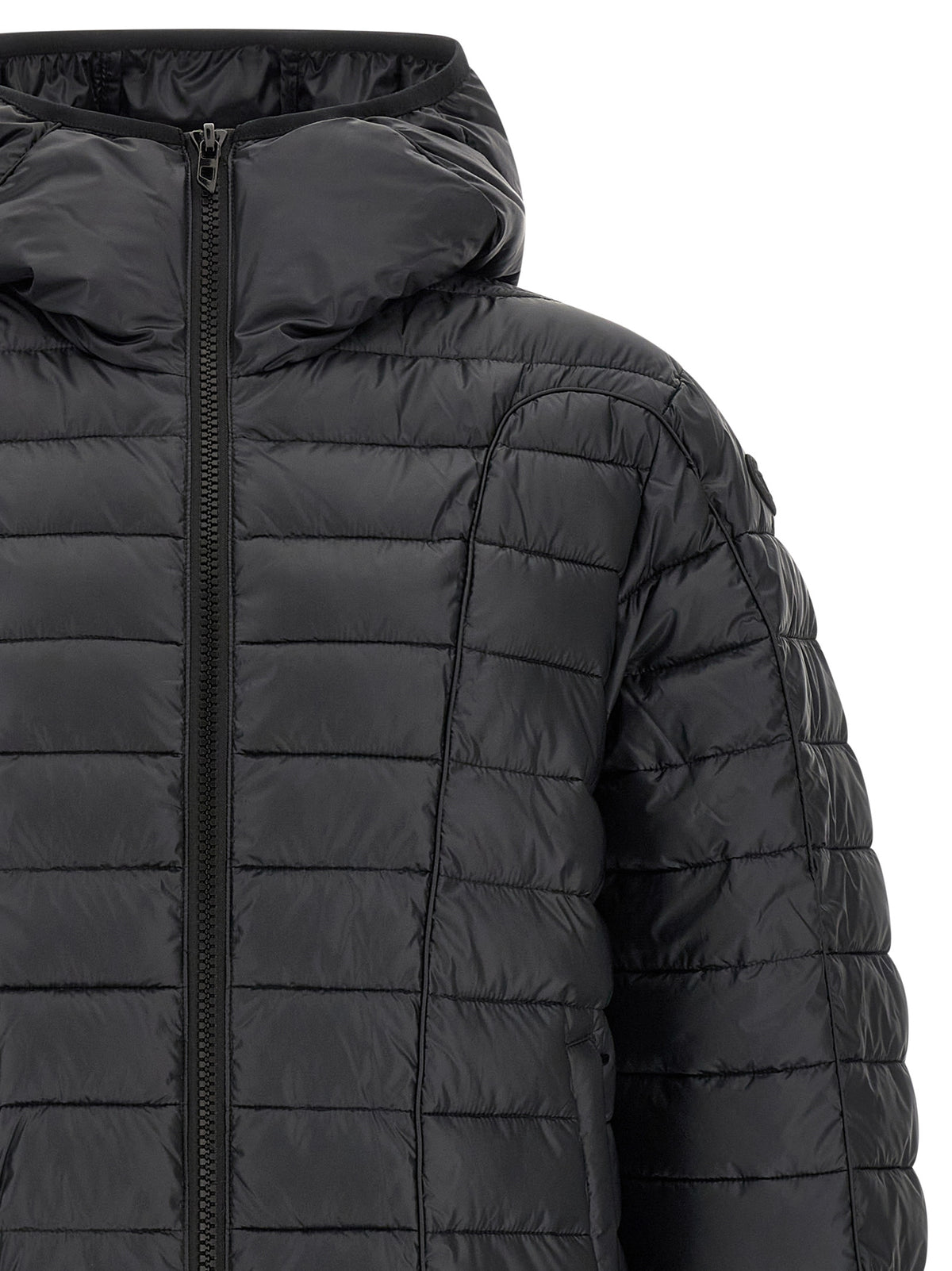 Diesel Schwarze Polyester-Jacke in voller Länge