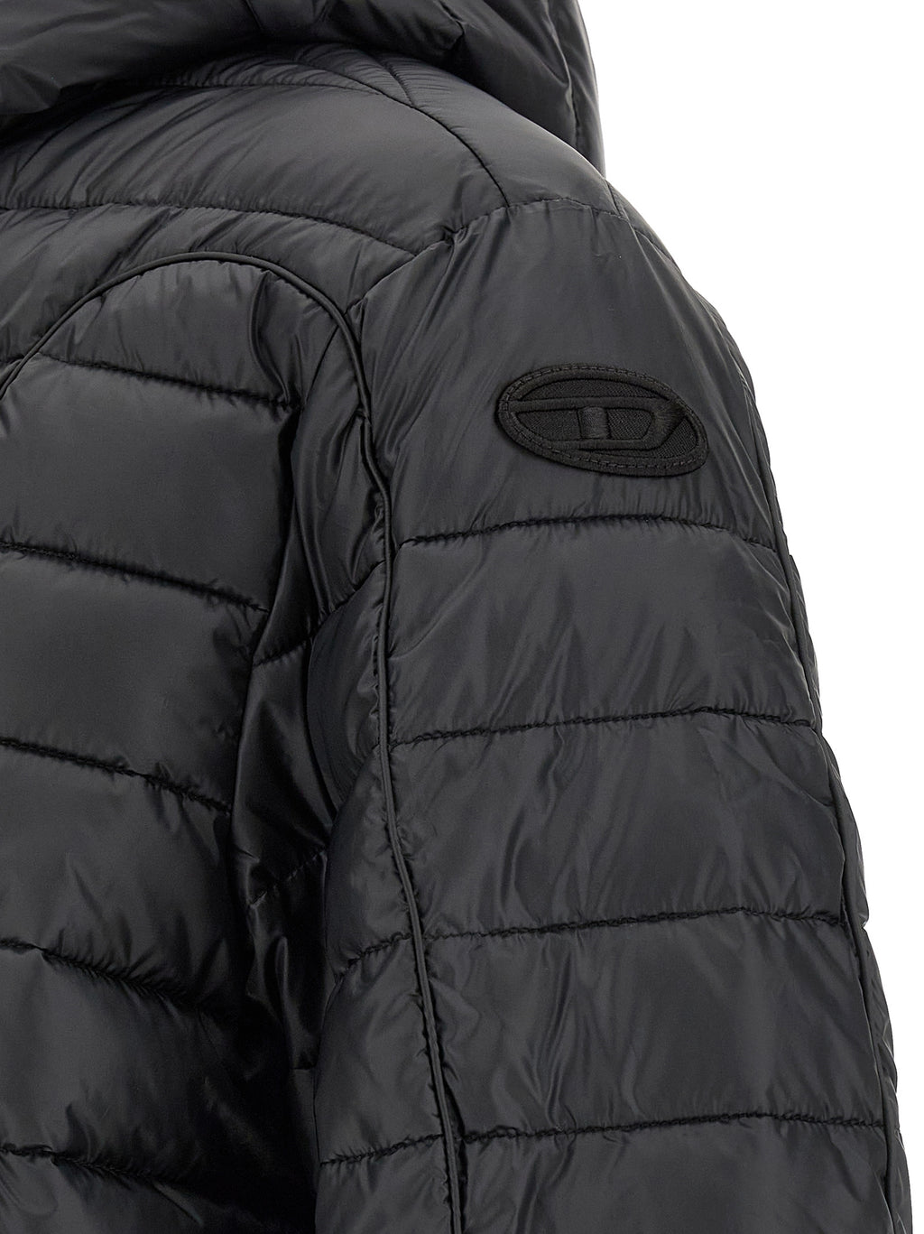 Diesel Schwarze Polyester-Jacke in voller Länge