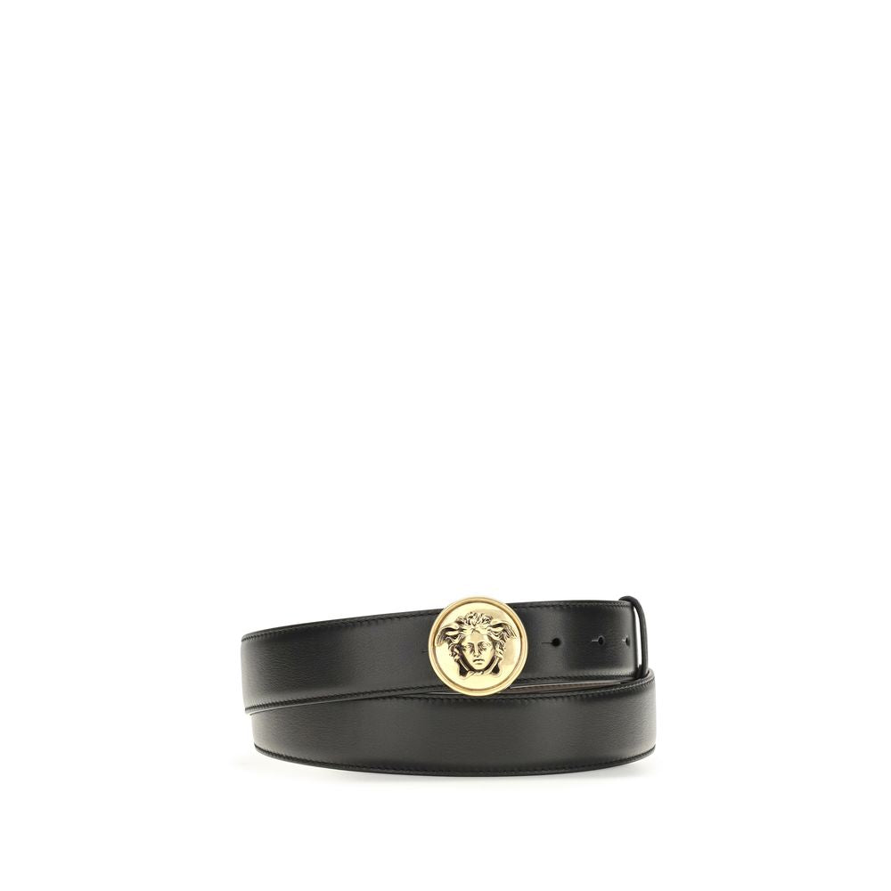 Versace Schwarzer Kalbsleder Bos Taurus Regular Gürtel