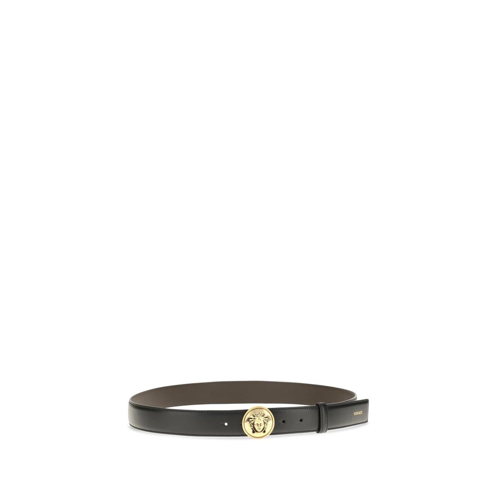 Versace Schwarzer Kalbsleder Bos Taurus Regular Gürtel