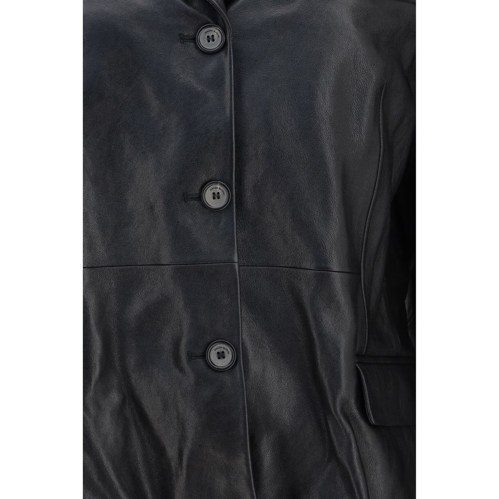 Magda Butrym Schwarzer Blazer aus Lammleder