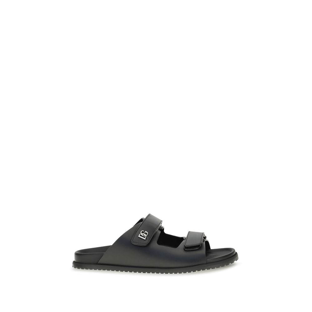 Dolce & Gabbana Schwarze Bos Taurus Kalbsleder-Sandalen