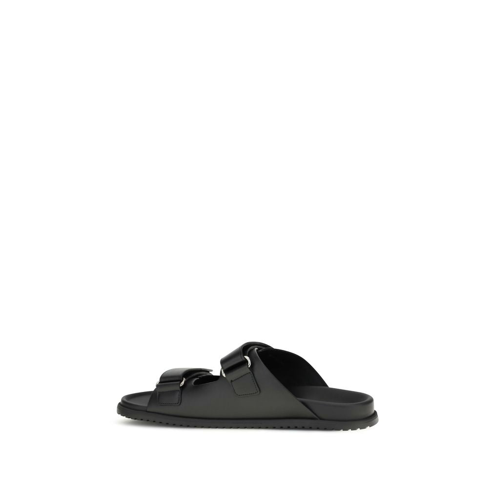 Dolce & Gabbana Schwarze Bos Taurus Kalbsleder-Sandalen