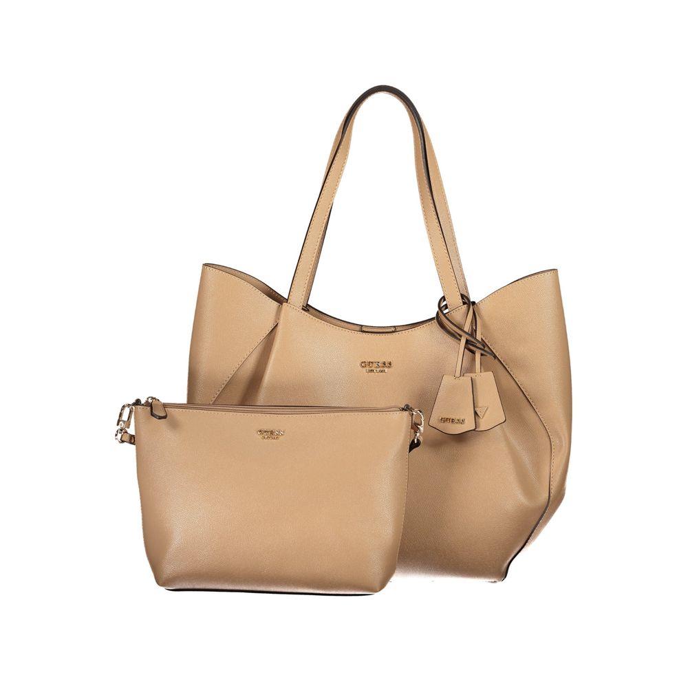 Guess Jeans Beige Polyurethan Damentasche mit Schulterhenkeln