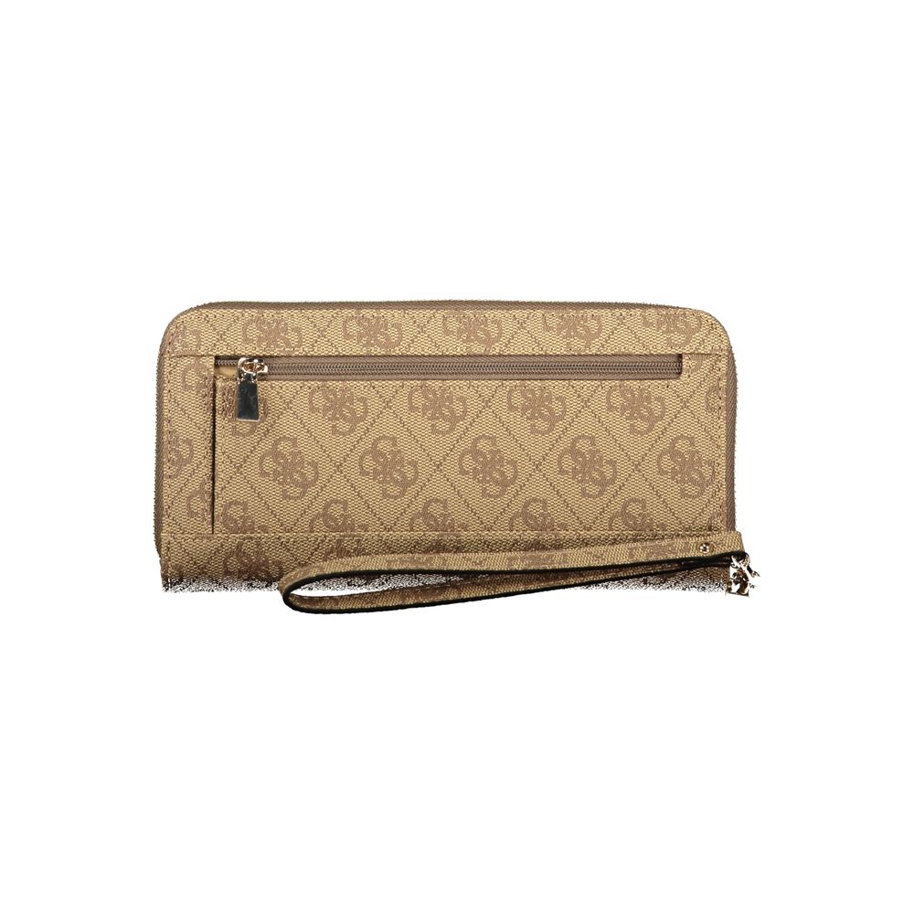 Guess Jeans Beige Polyurethan Damen Geldbörse mit funktionalen Fächern