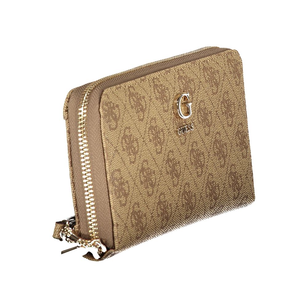 Guess Jeans Beige Polyurethan Damen Geldbörse mit funktionalen Fächern