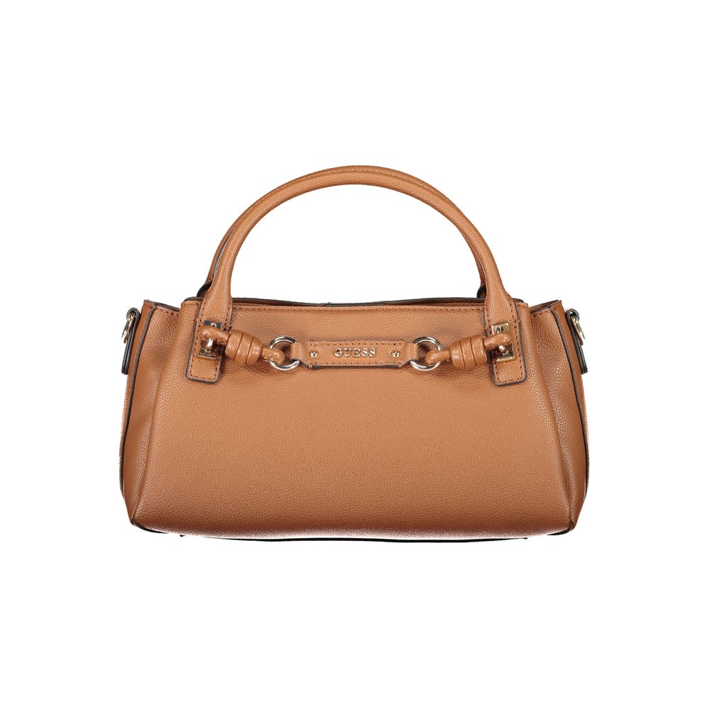 Guess Jeans Braune Damenhandtasche aus Polyurethan mit verstellbarem Gurt