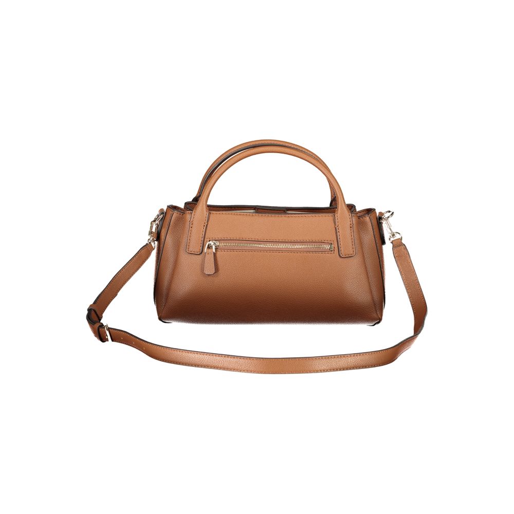 Guess Jeans Braune Damenhandtasche aus Polyurethan mit verstellbarem Gurt