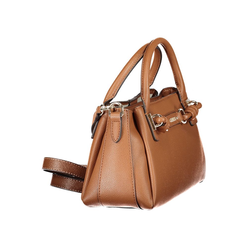 Guess Jeans Braune Damenhandtasche aus Polyurethan mit verstellbarem Gurt