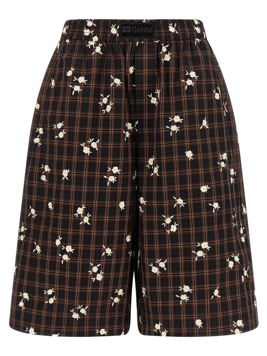 Ganni Braune Bio-Baumwoll-Bermudashorts