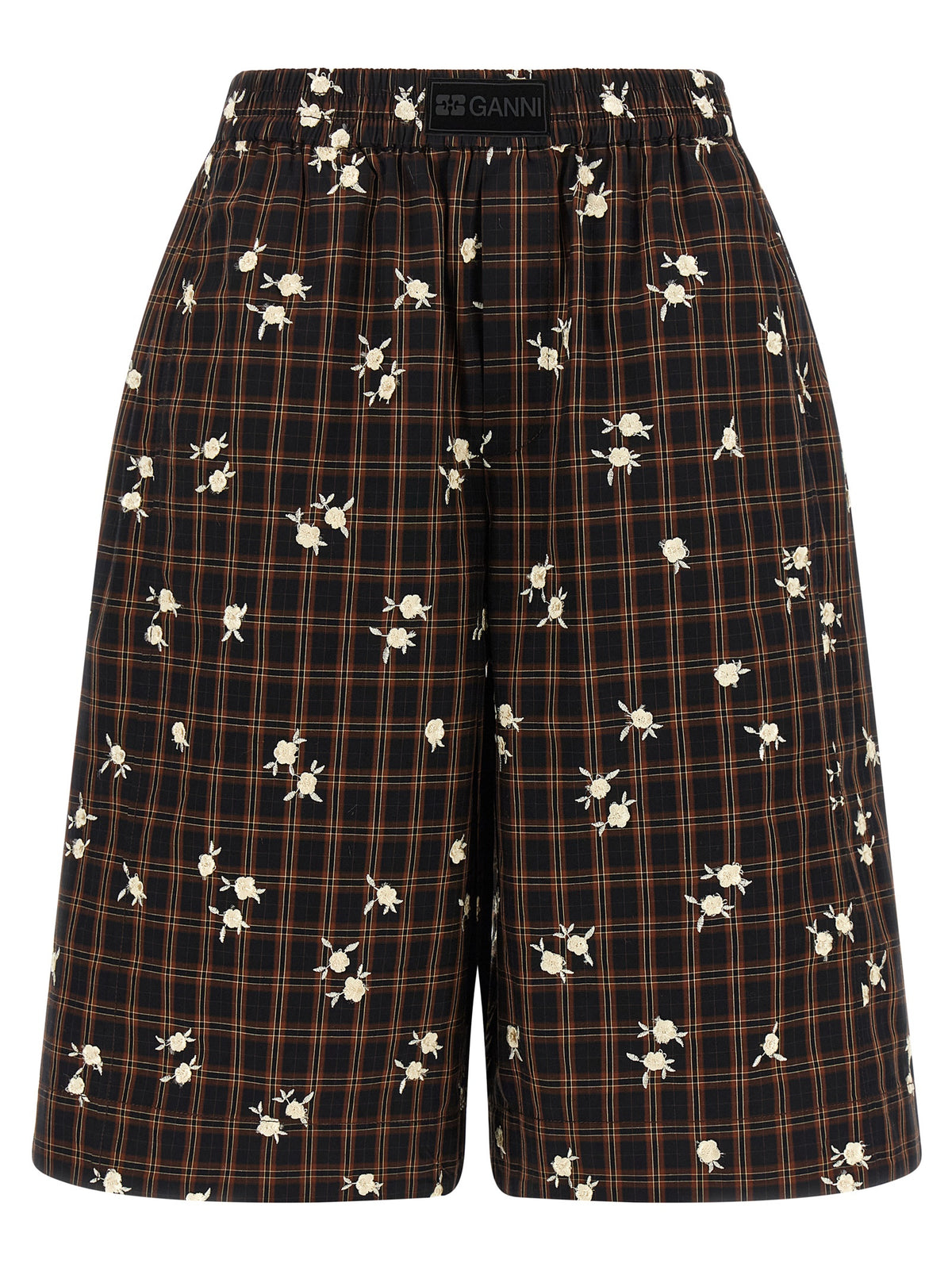 Ganni Braune Bio-Baumwoll-Bermudashorts