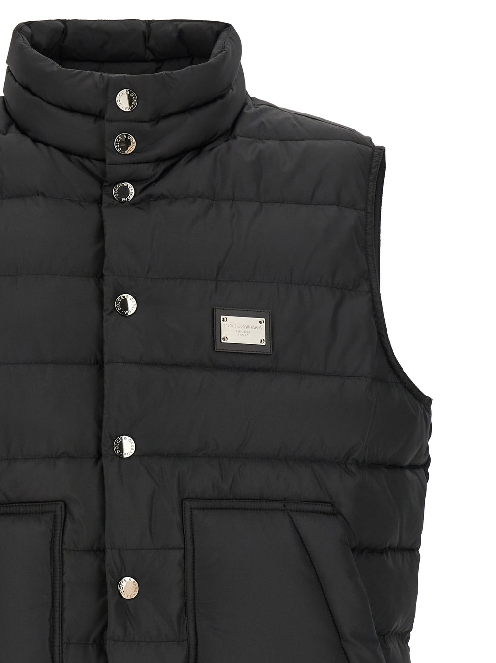 Dolce & Gabbana Schwarze ärmellose Jacke aus Polyester