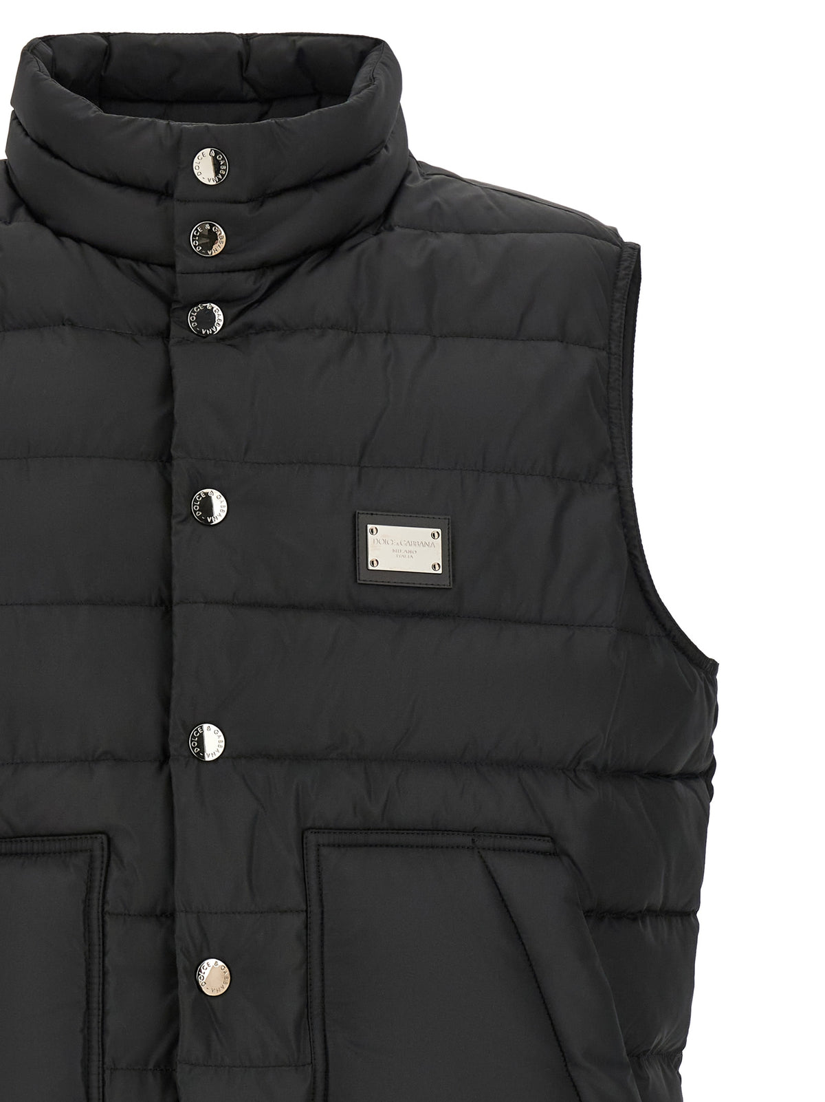Dolce & Gabbana Schwarze ärmellose Jacke aus Polyester