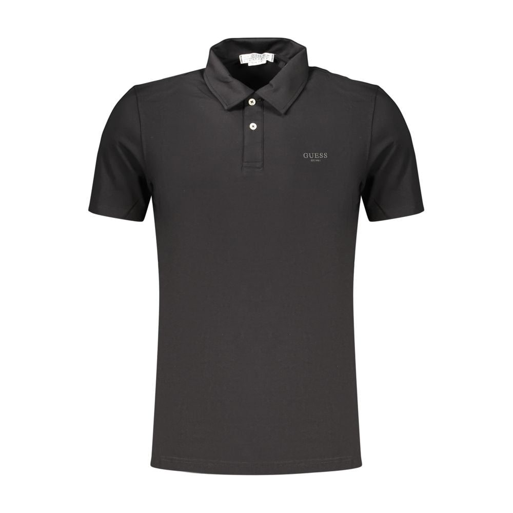 Guess Jeans Schwarzes Baumwoll-Poloshirt für Herren