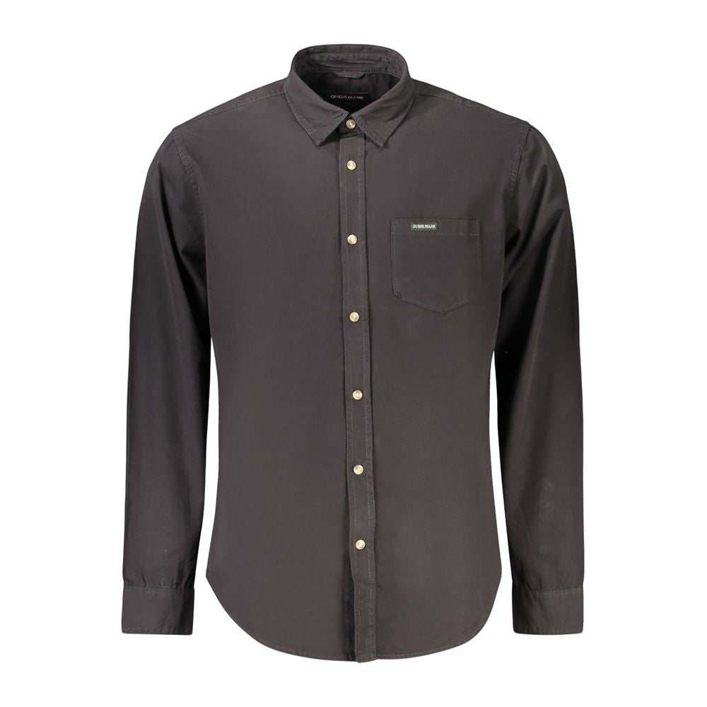 Guess Jeans Schwarzes Baumwollhemd für Herren