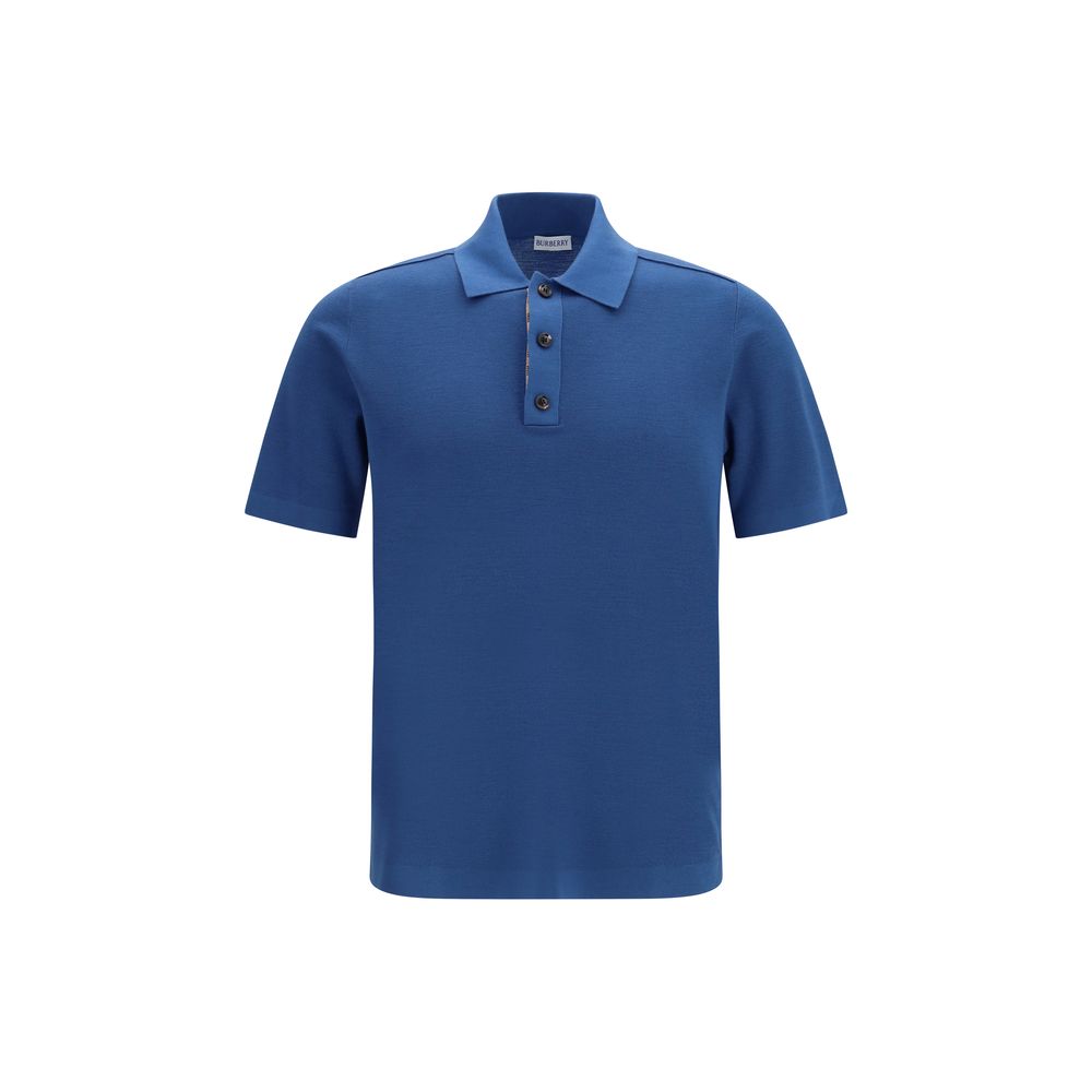 Burberry Blue Wool Oves Aries Polohemd