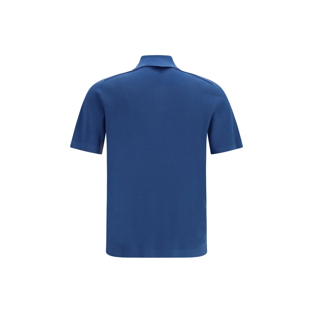 Burberry Blue Wool Oves Aries Polohemd