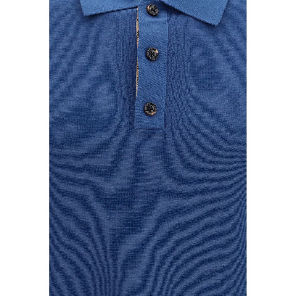 Burberry Blue Wool Oves Aries Polohemd