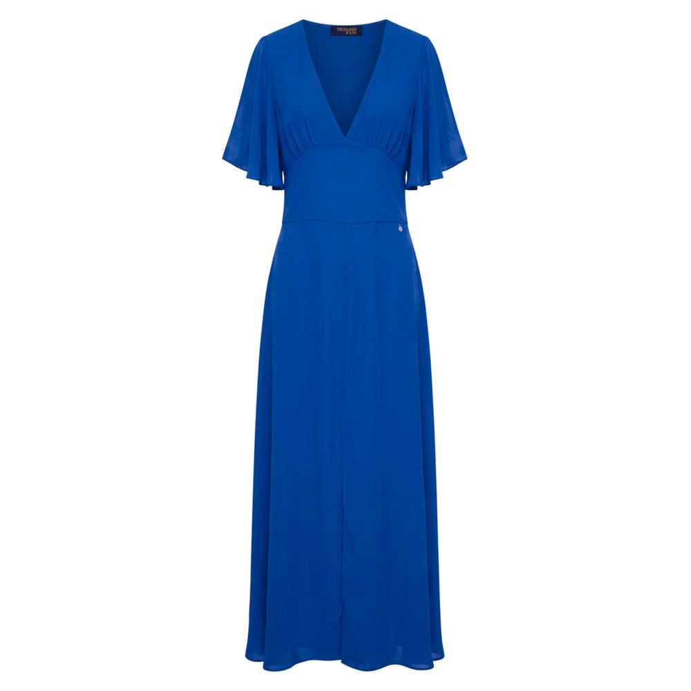 Trussardi Jeans Blaues Damenkleid aus Polyester