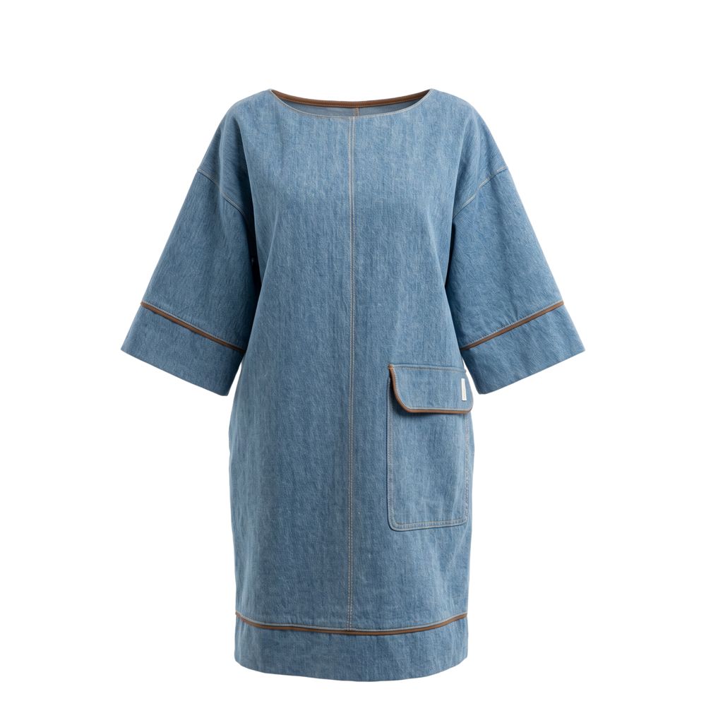 Trussardi Jeans Blaues Baumwoll-Freizeitkleid