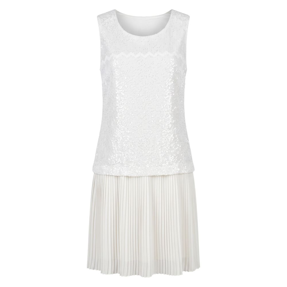 Trussardi Jeans Weißes Damenkleid aus Polyester