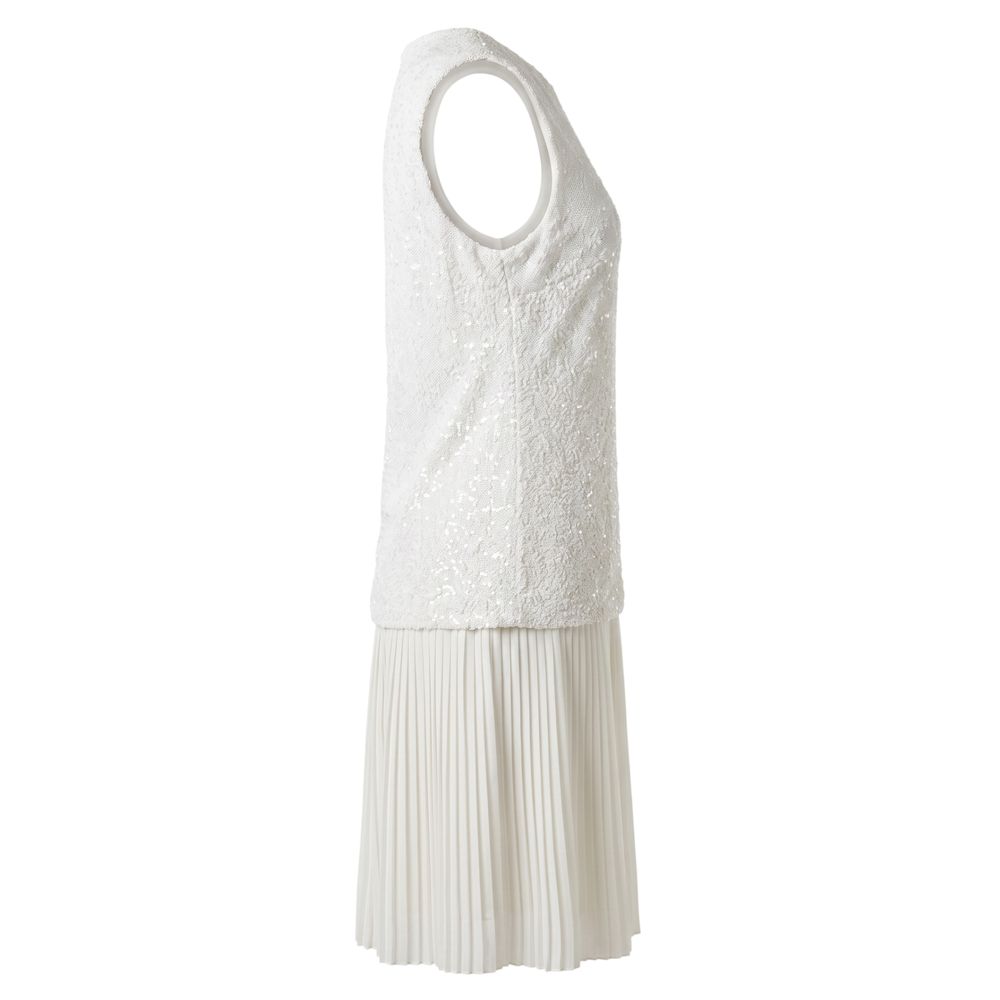 Trussardi Jeans Weißes Damenkleid aus Polyester