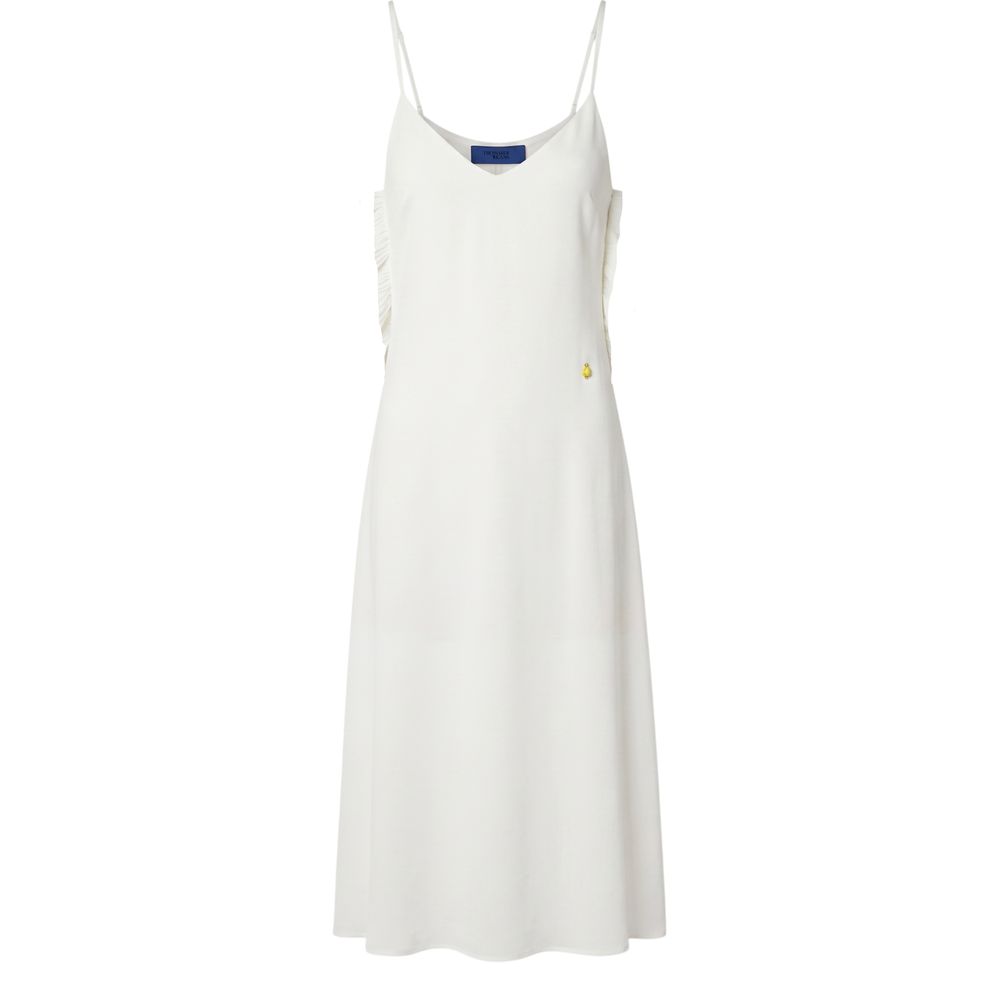 Trussardi Jeans Weißes Damenkleid aus Polyester