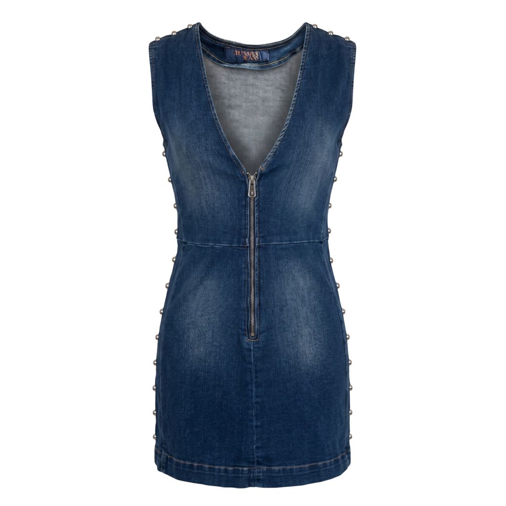 Trussardi Jeans Blaues Baumwoll-Freizeitkleid