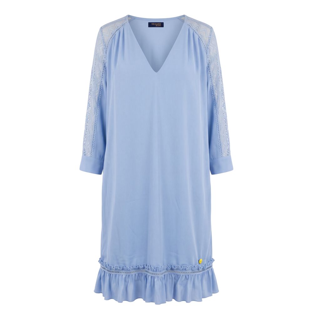 Trussardi Jeans Blaues Damenkleid aus Polyester