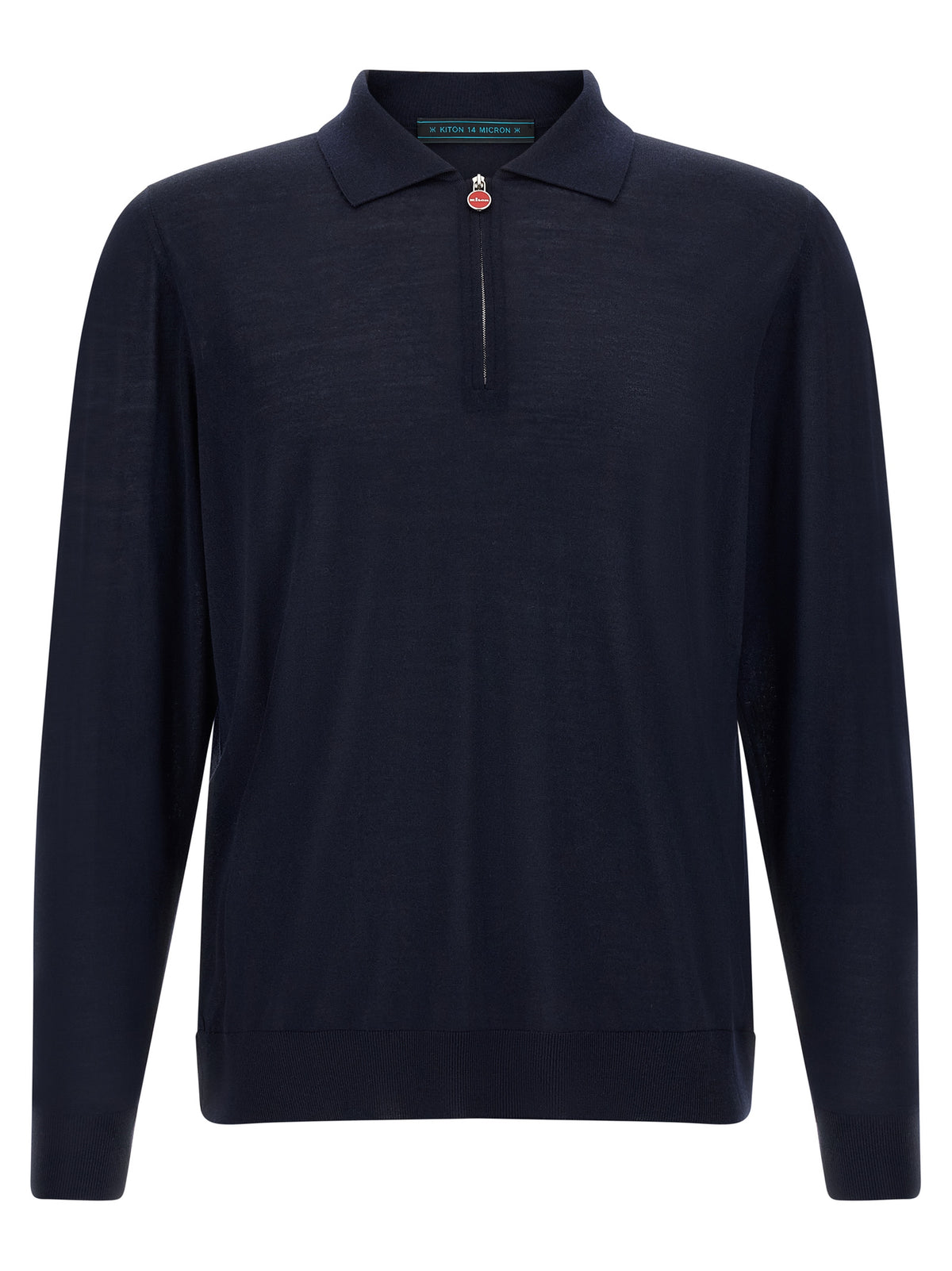 Kiton Blaues Woll-Poloshirt