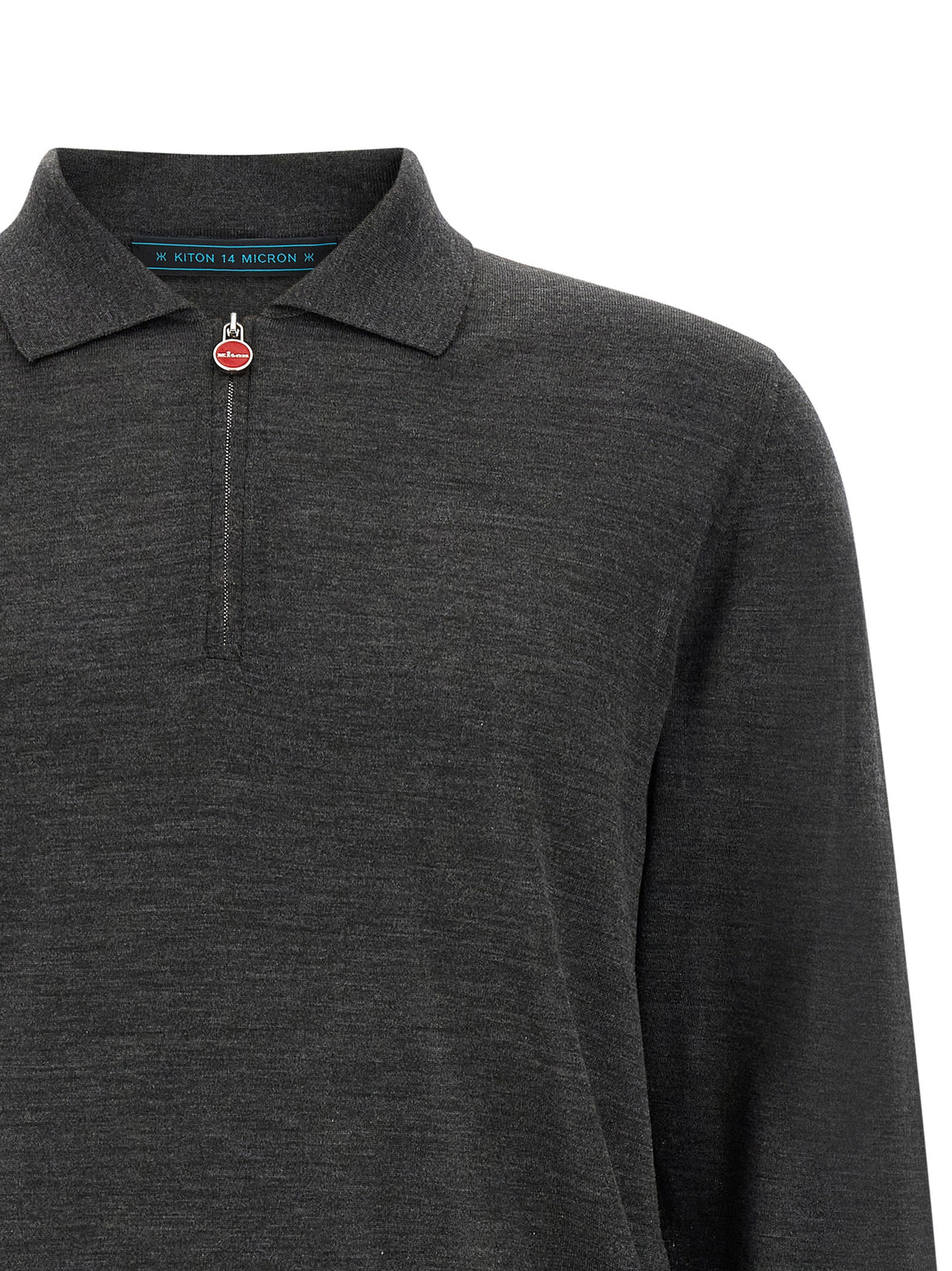Kiton Graues Woll-Poloshirt