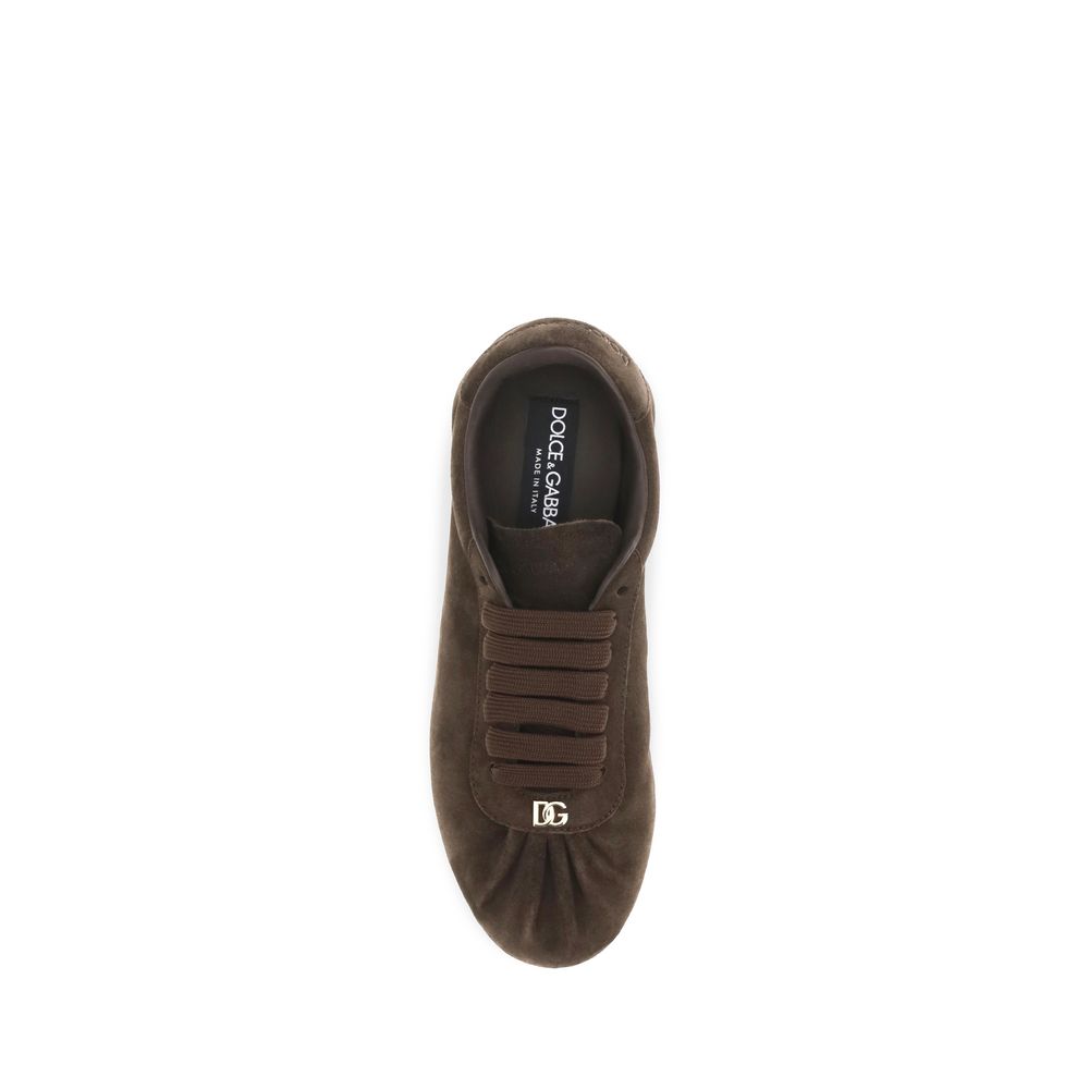 Dolce & Gabbana Braune Wildleder-Sneaker mit niedrigem Schaft