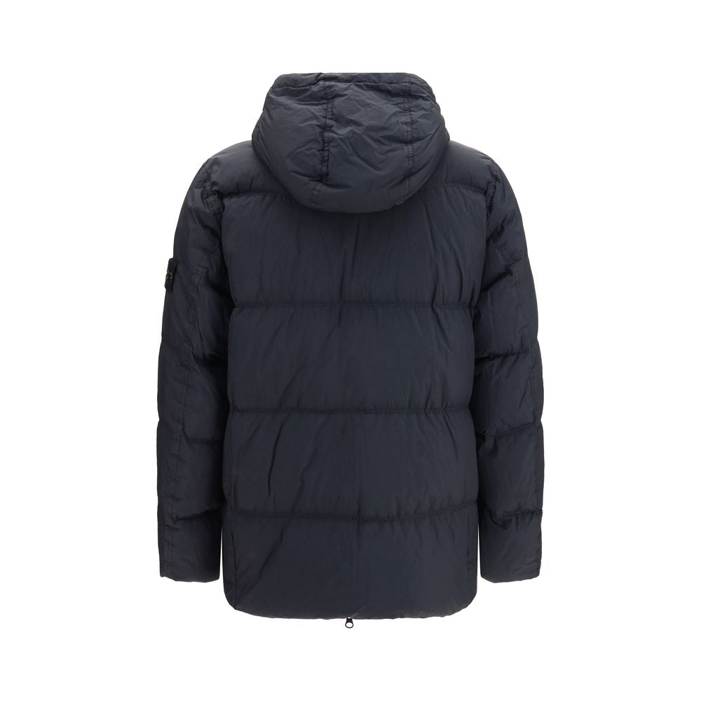 Stone Island Blaue Daunenjacke in voller Länge