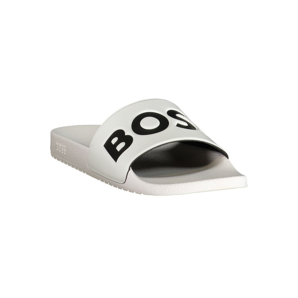 Hugo Boss Weiße Herren-Slipper aus Polyurethan