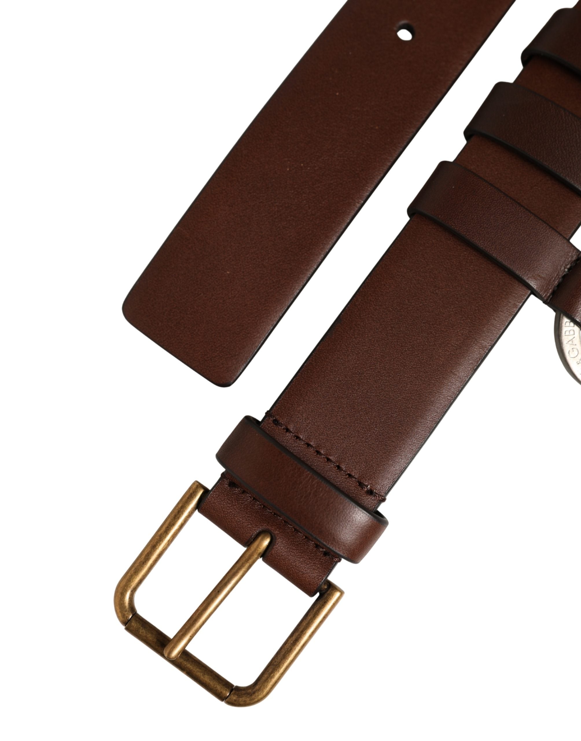 Dolce & Gabbana Herren Gürtel aus braunem Leder mit goldener Karabiner-Schnalle