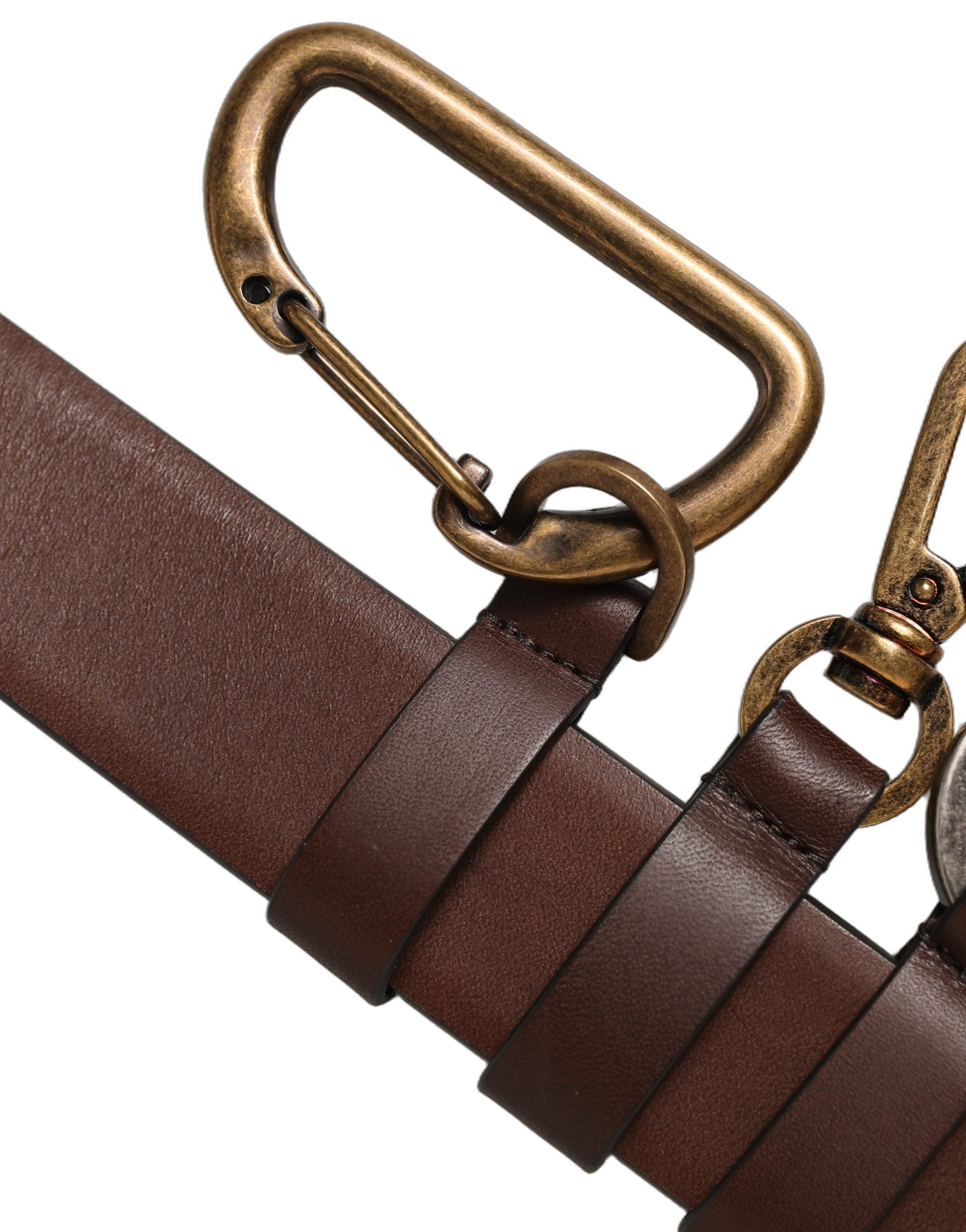 Dolce & Gabbana Herren Gürtel aus braunem Leder mit goldener Karabiner-Schnalle
